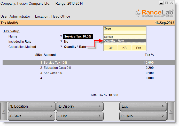Tax on rate