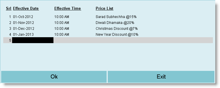 Price List