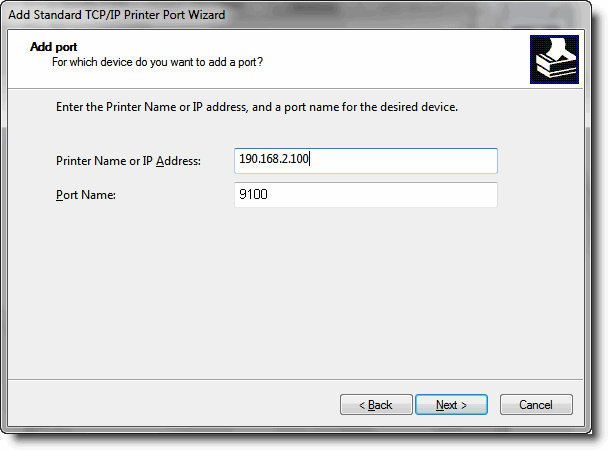 Ethernet Printer Port