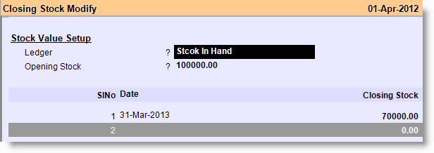 Closing Stock